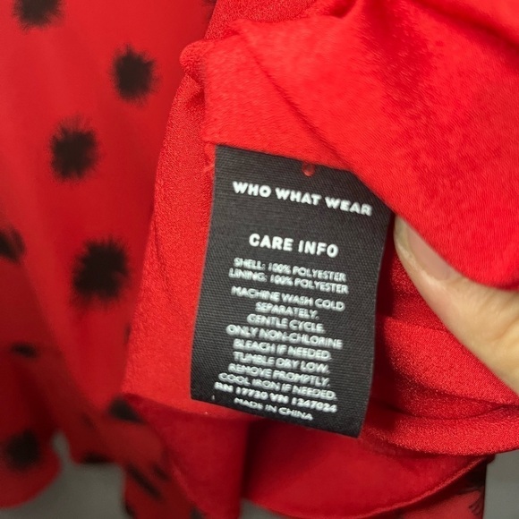 NWT Who What Wear Red Dandelion Dot Dress Size S - Picture 11 of 12